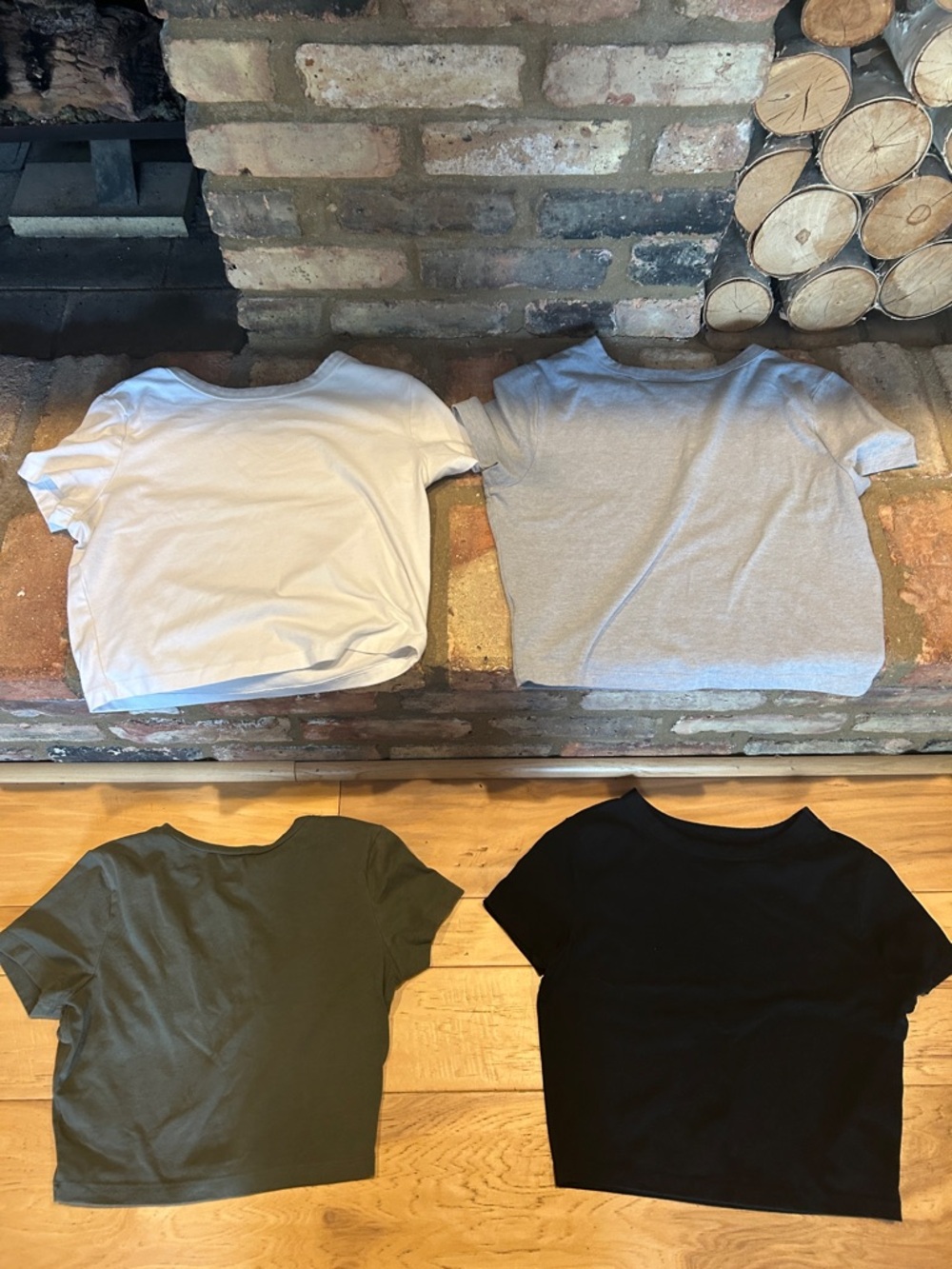 4 Wild Fable Short Sleeve Crewneck Crop Tops- White, Gray, Olive, Black